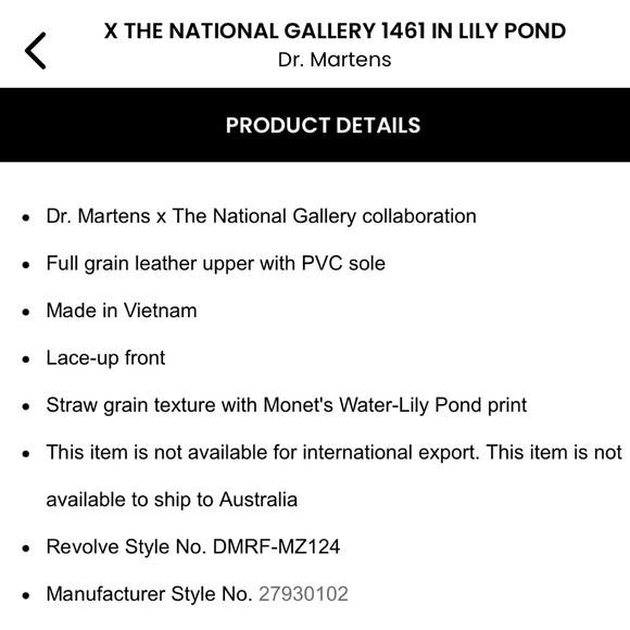 [dr martens x national gallery] NIB monet lily pond shoes - Picture 8 of 12